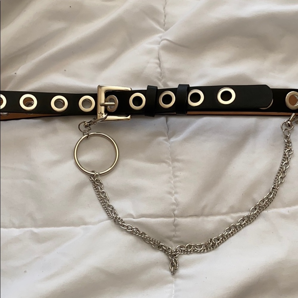 BRAND NEW Black Faux Leather Chain Belt